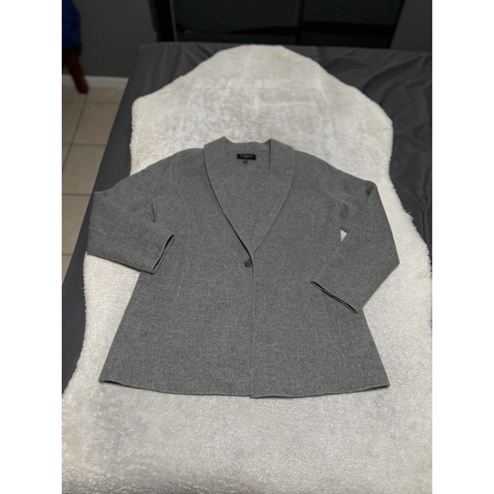 Talbots Blazer Womens 12P Gray Double Faced Wool Blend Single Button Coat Jacket